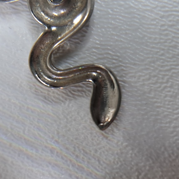 Patina Snake Vintage Sterling Silver Dangle Earrings - Picture 4 of 13